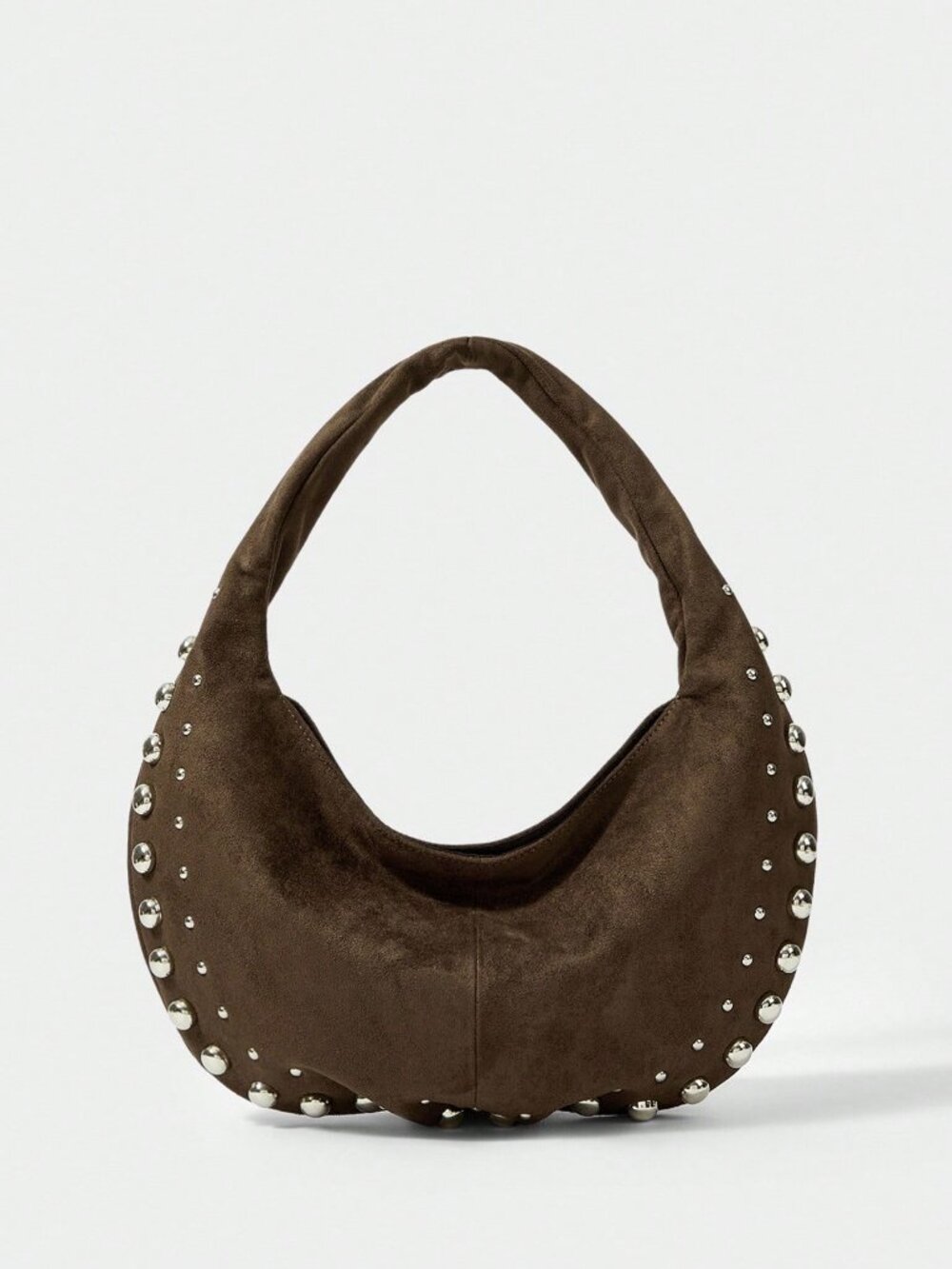 Coffee Brown Casual Women's Studded Shoulder Bag